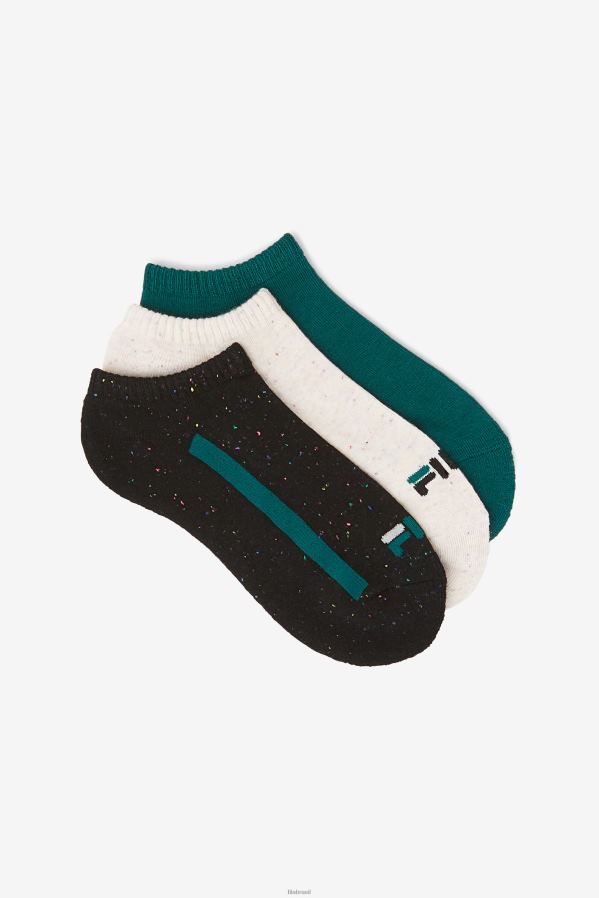 preto FILA pacote com 3 meias fila speckle stripe no show feminino preto HXJFD1094