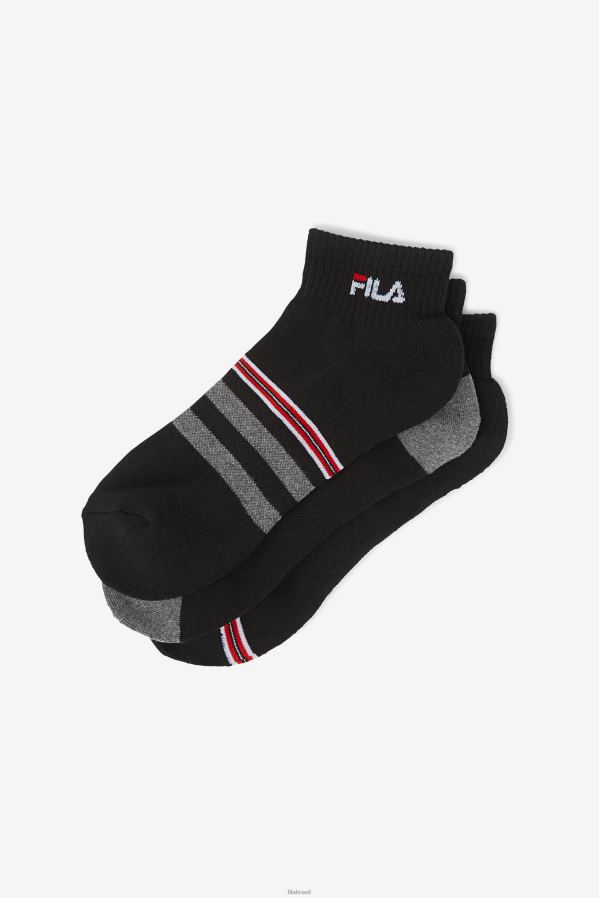 preto FILA pacote com 3 meias listradas masculinas pretas fila HXJFD1092
