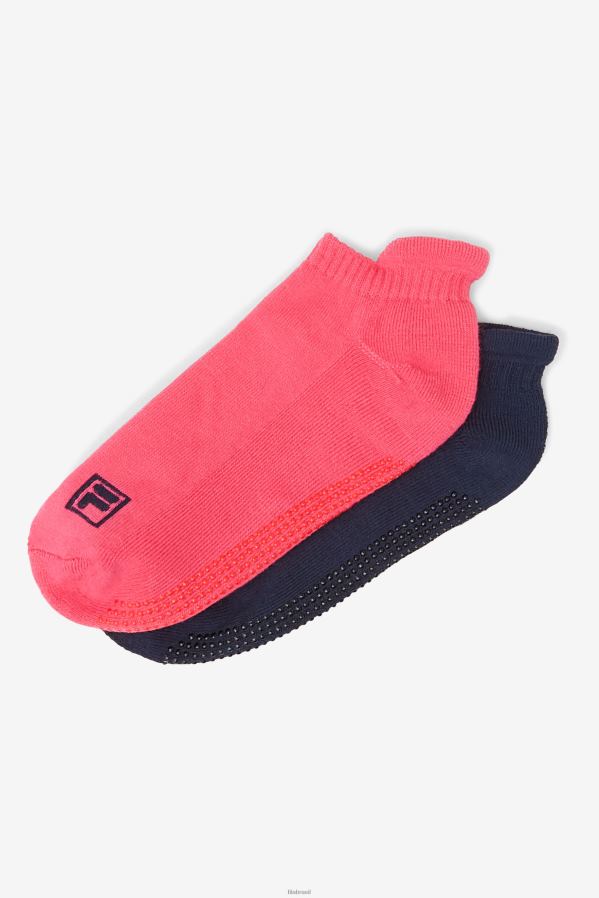 rosa chiclete FILA Bubblegum rosa feminino no show grip sock 2-pack fila HXJFD1086