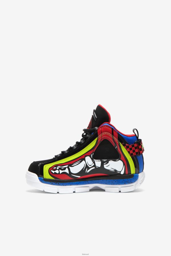 branco/ponche de limão/azul FILA Grant Hill 2 Racing Infantil Grande Branco/Lime Punch/Fila Azul HXJFD2105