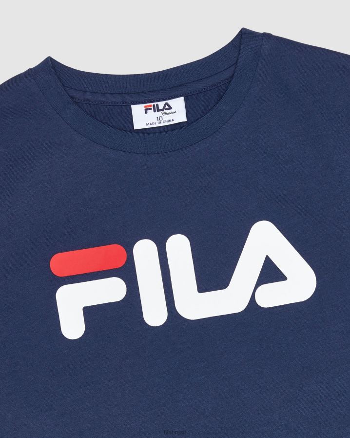 nova marinha FILA nova camiseta infantil clássica fila azul marinho HXJFD3099