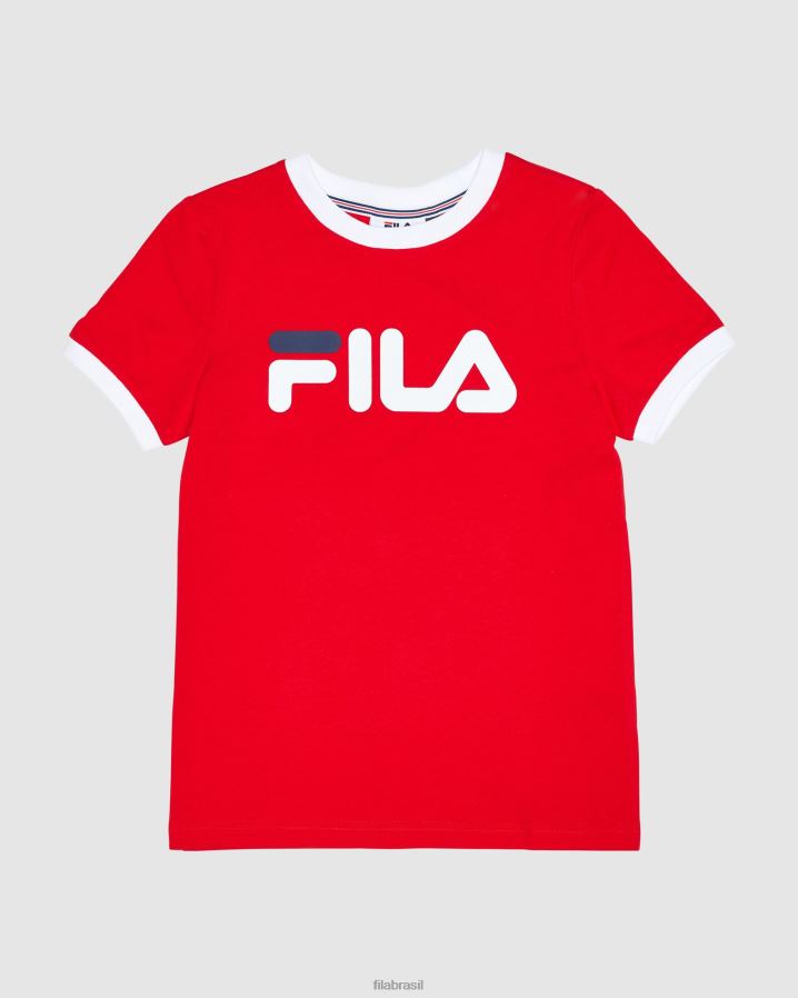vermelho FILA camiseta ringer feminina clássica vermelha fila HXJFD3131