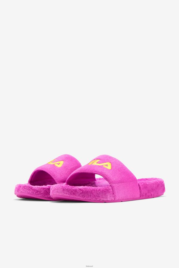 roxo/amarelo/pequeno quatro FILA terry drifter slide fila roxo/amarelo/petit four HXJFD206