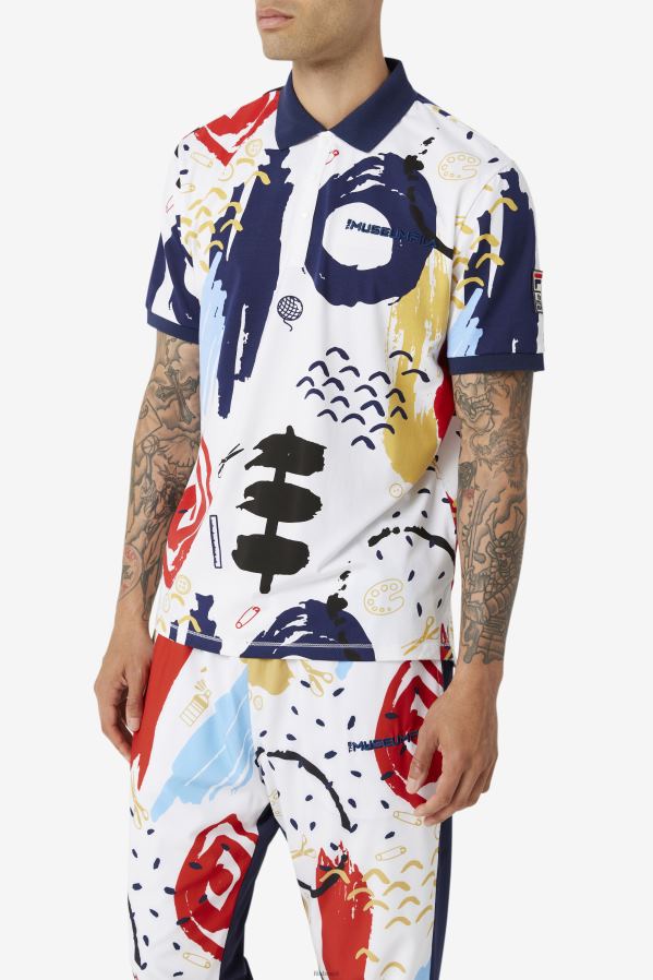 branco/casaco/vermelho FILA polo estampado fila fila x the museu branco/peacoat/vermelho HXJFD417