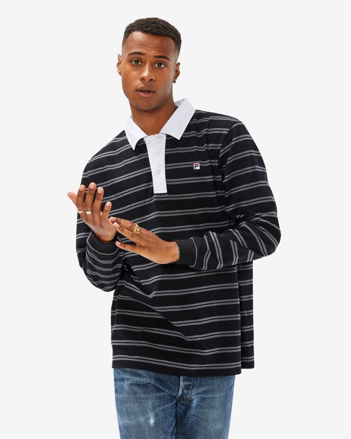 preto FILA polo fila rugby masculino preto HXJFD2562