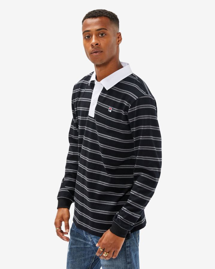 preto FILA polo fila rugby masculino preto HXJFD2562