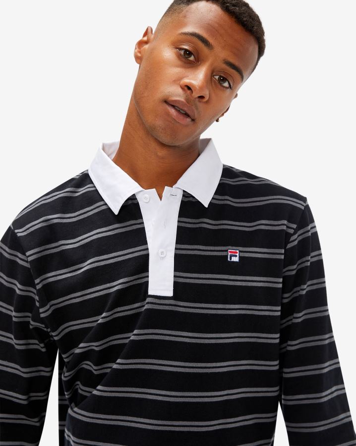 preto FILA polo fila rugby masculino preto HXJFD2562
