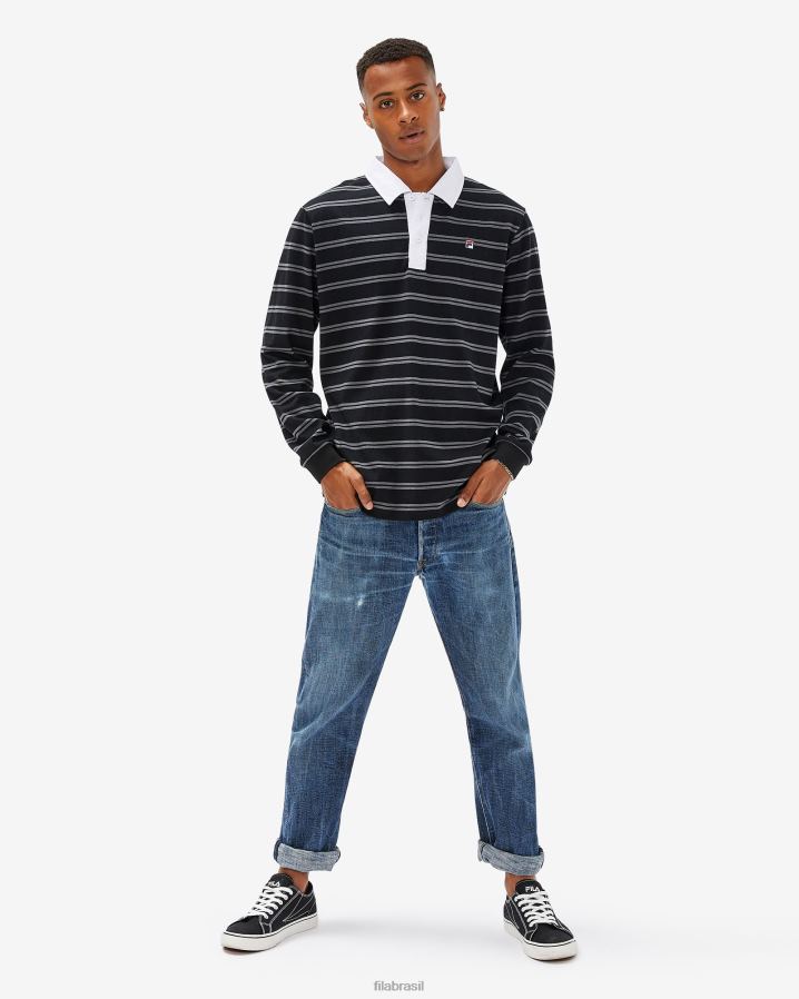 preto FILA polo fila rugby masculino preto HXJFD2562