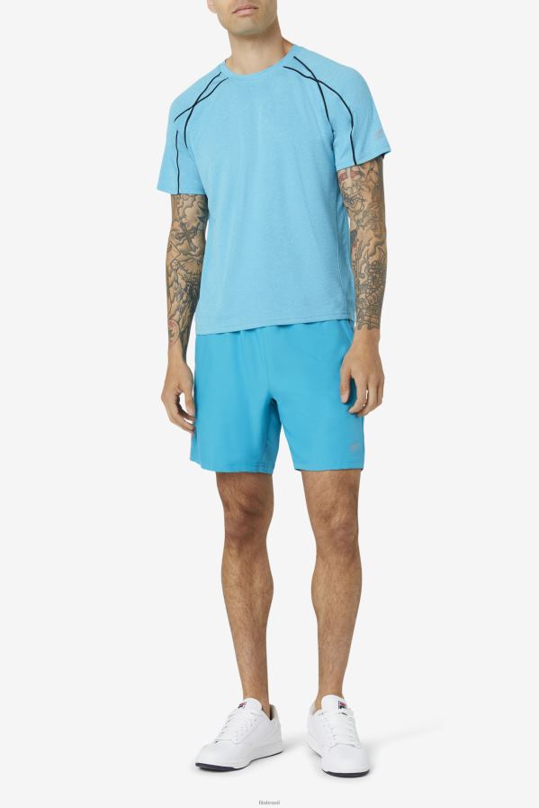 urze do mar do Caribe/preto FILA fila pickleball manga curta tripulação caribenho mar urze/preto HXJFD1111