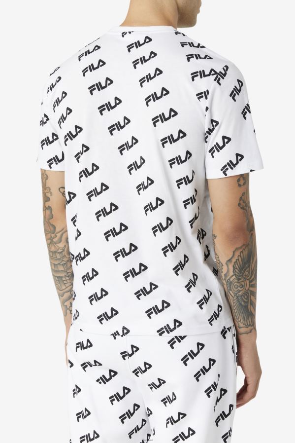 Branco preto FILA camiseta com logo diagonal branco/preto fila HXJFD407