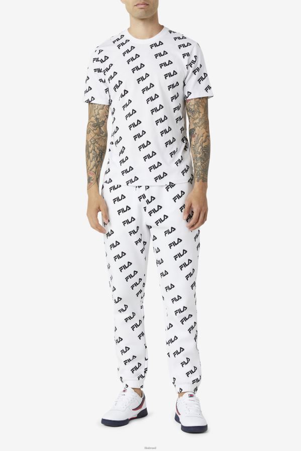 Branco preto FILA camiseta com logo diagonal branco/preto fila HXJFD407