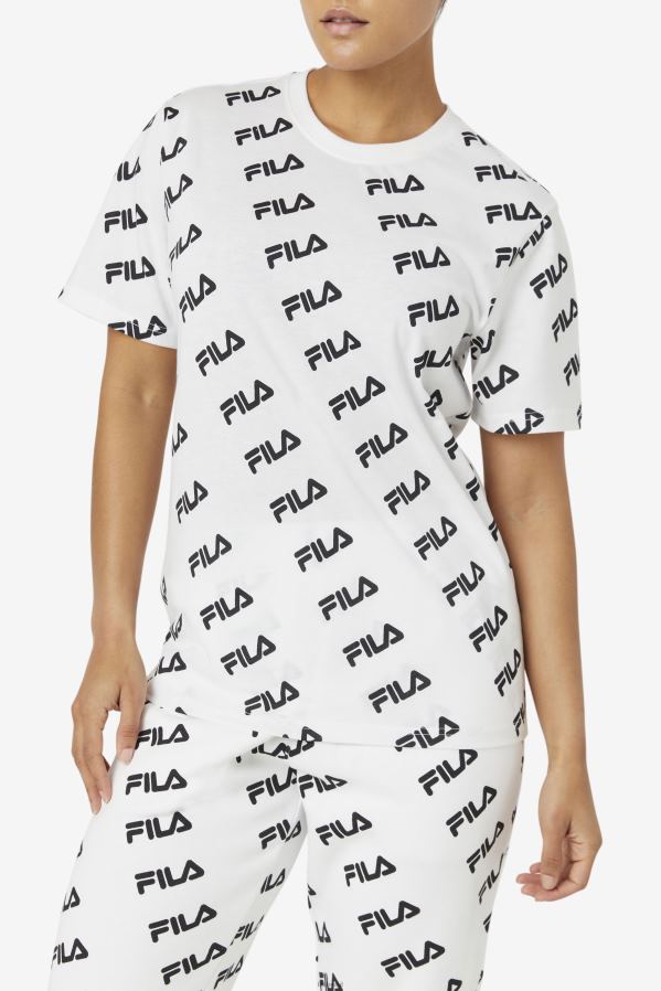 Branco preto FILA camiseta com logo diagonal branco/preto fila HXJFD407