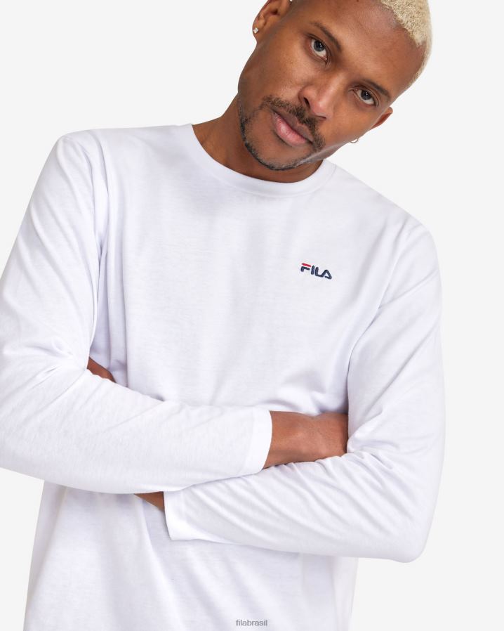 branco FILA camiseta básica masculina branca l/s fila HXJFD2550