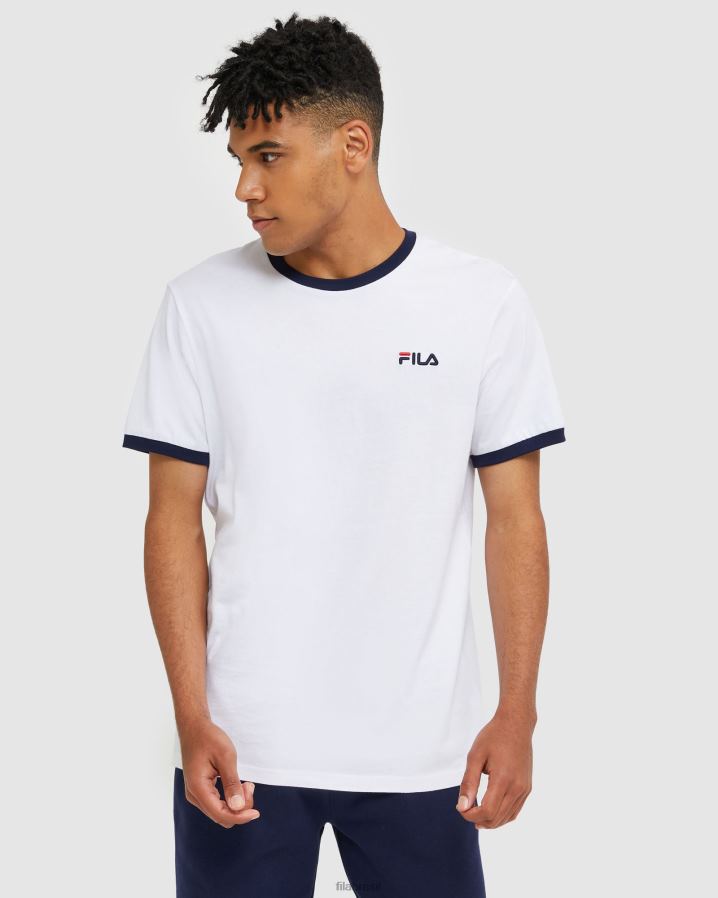 branco FILA camiseta fila branca clássica masculina HXJFD2476