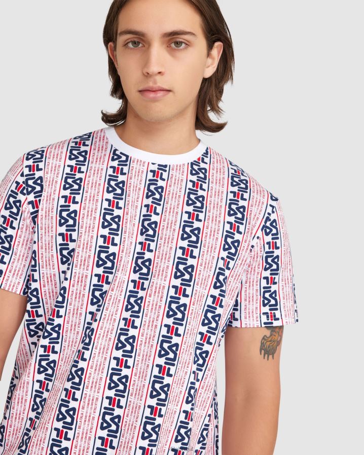 branco FILA camiseta fila harrison masculina branca HXJFD2380