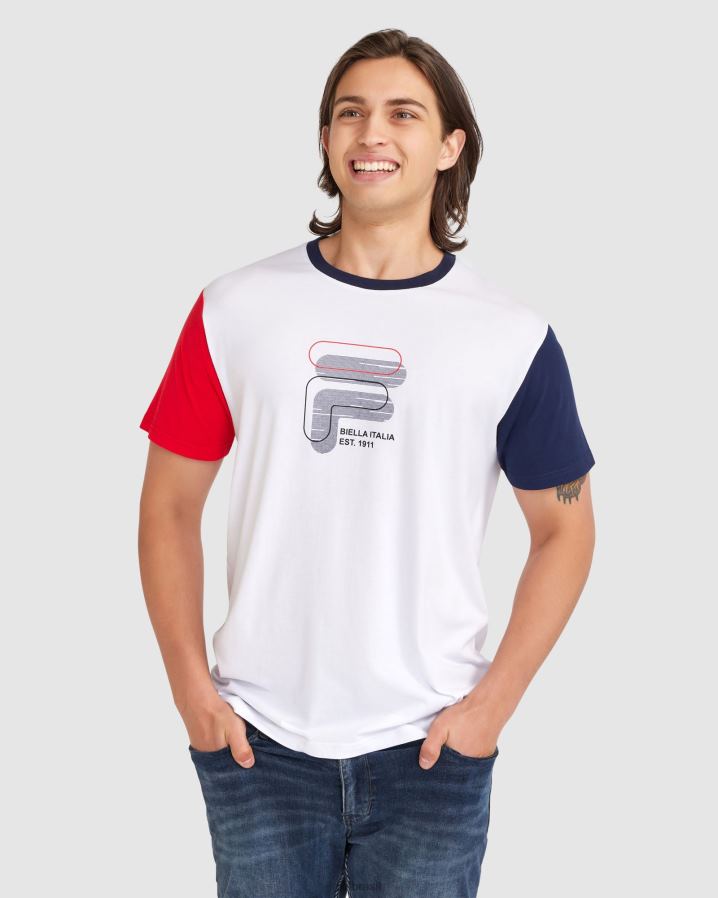 branco FILA camiseta fila lennox masculina branca HXJFD2378