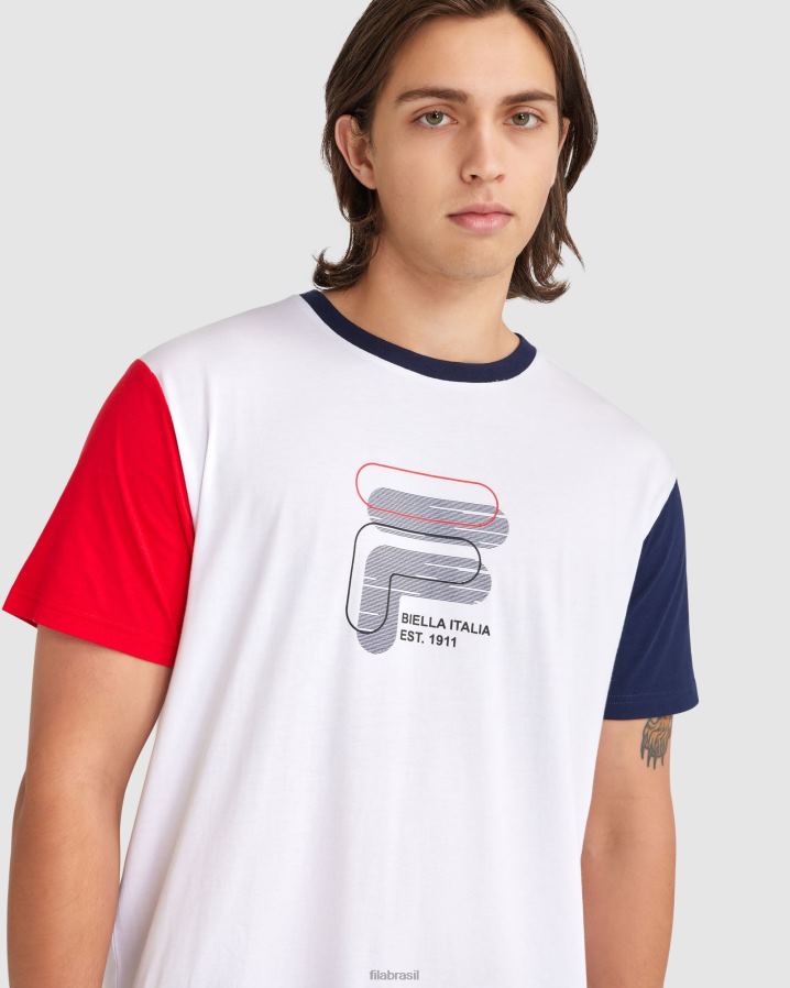 branco FILA camiseta fila lennox masculina branca HXJFD2378