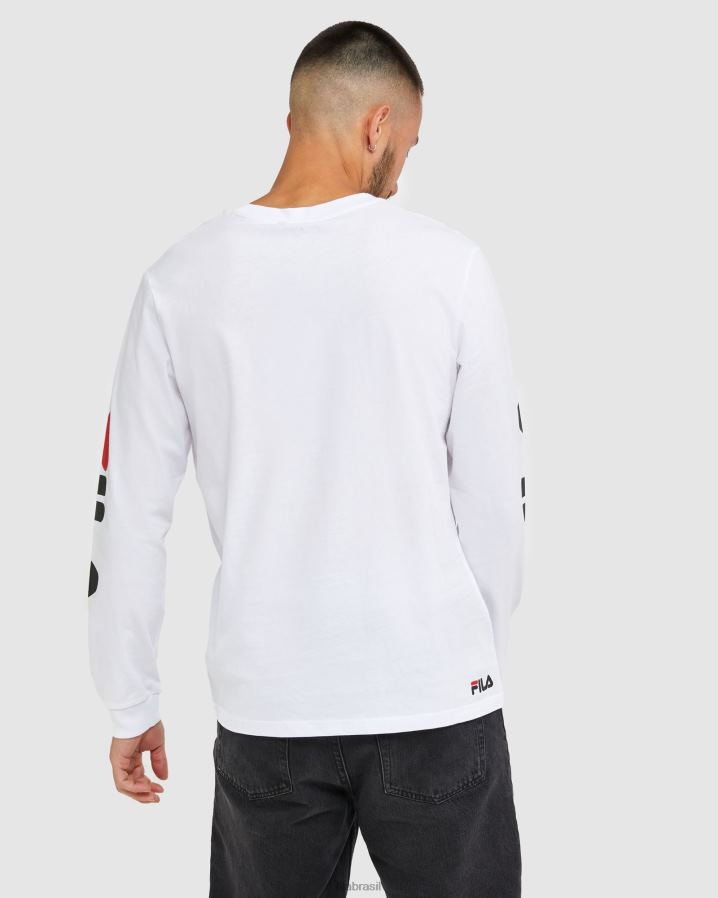branco FILA camiseta masculina clássica manga longa fila branca HXJFD2498