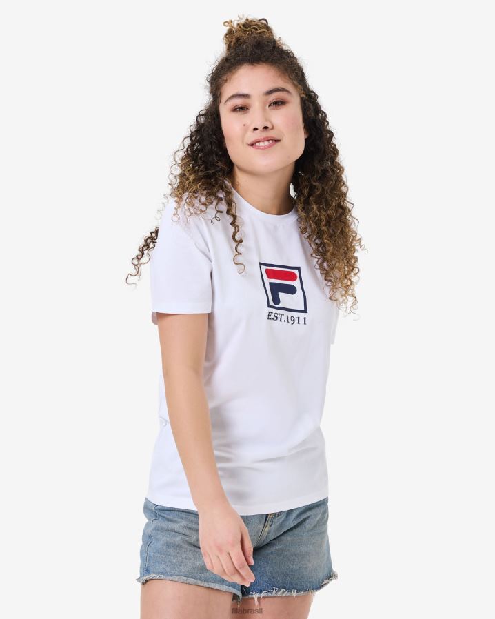 branco FILA fila unissex alto 2.0 camiseta branca HXJFD2569