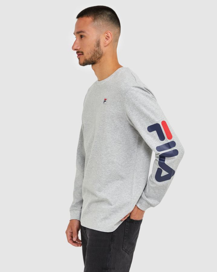 mármore prateado FILA camiseta clássica masculina manga longa silver marle fila HXJFD2501