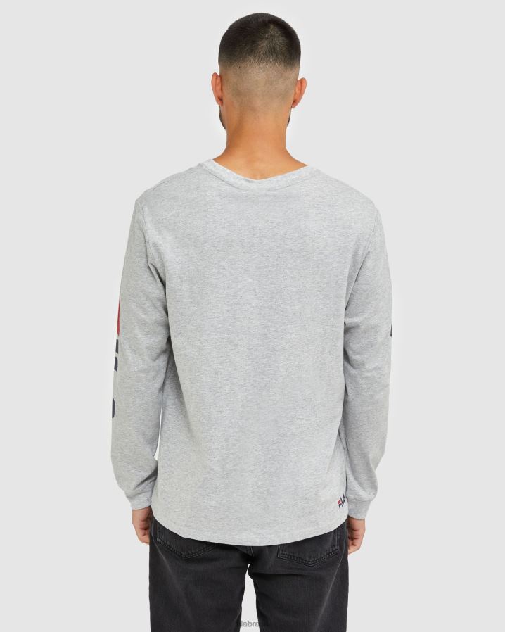 mármore prateado FILA camiseta clássica masculina manga longa silver marle fila HXJFD2501