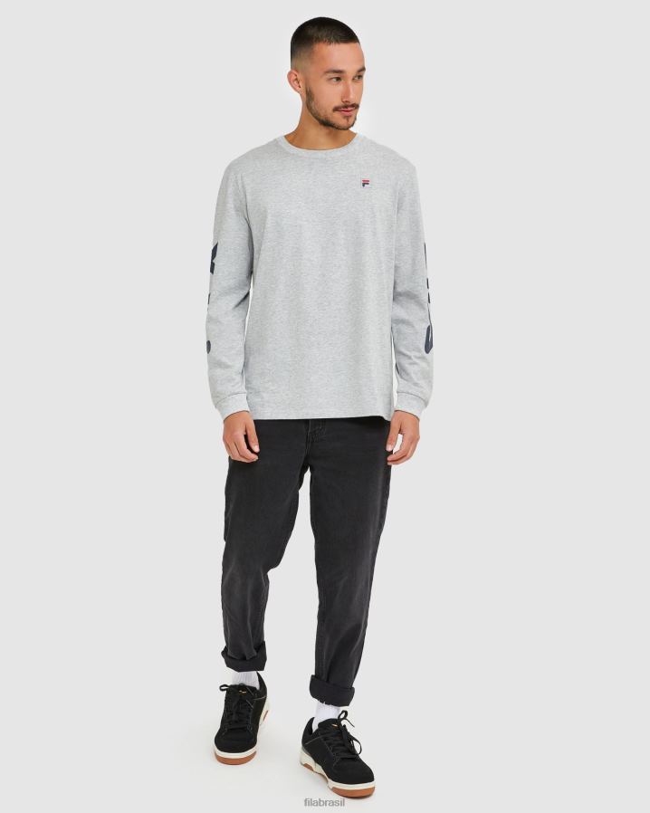 mármore prateado FILA camiseta clássica masculina manga longa silver marle fila HXJFD2501
