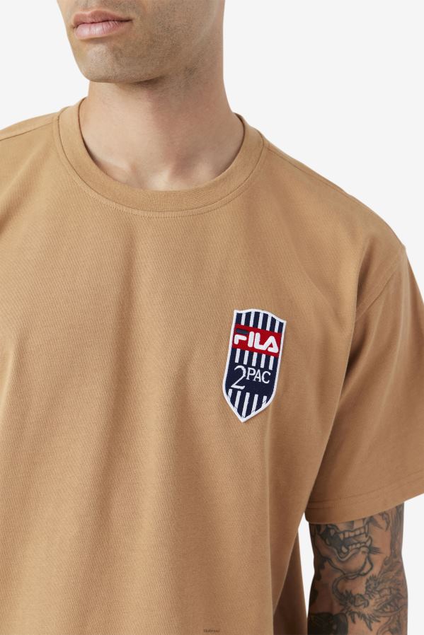 marrom tabaco FILA fila 2pac patch tee marrom tabaco HXJFD217
