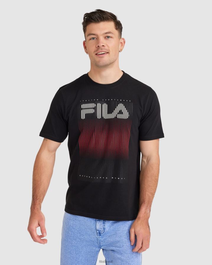 preto FILA camiseta fila cedrick masculina preta HXJFD2325