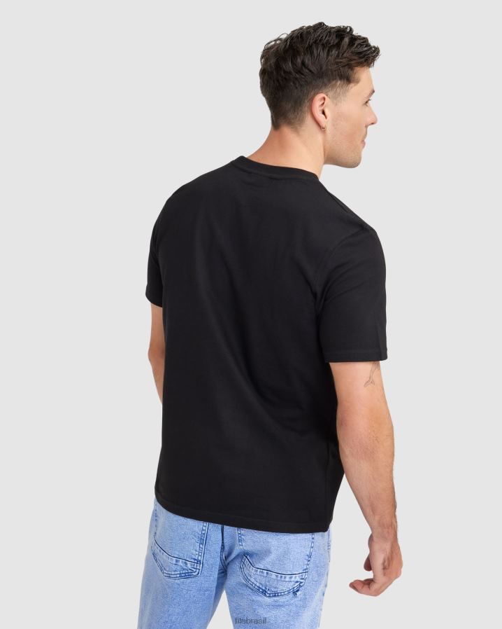 preto FILA camiseta fila cedrick masculina preta HXJFD2325