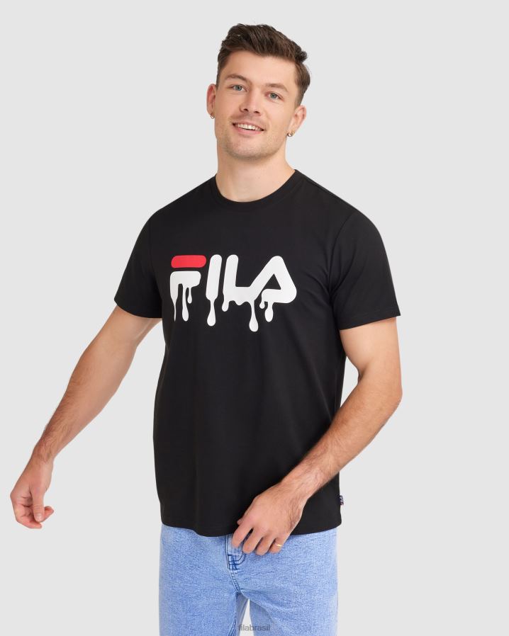 preto FILA camiseta fila matthew masculina preta HXJFD2401