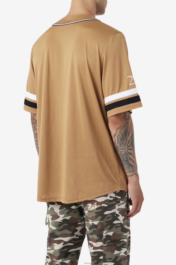 tabaco marrom/preto/branco FILA camisa de beisebol fila tabaco marrom/preto/branco 2pac HXJFD214