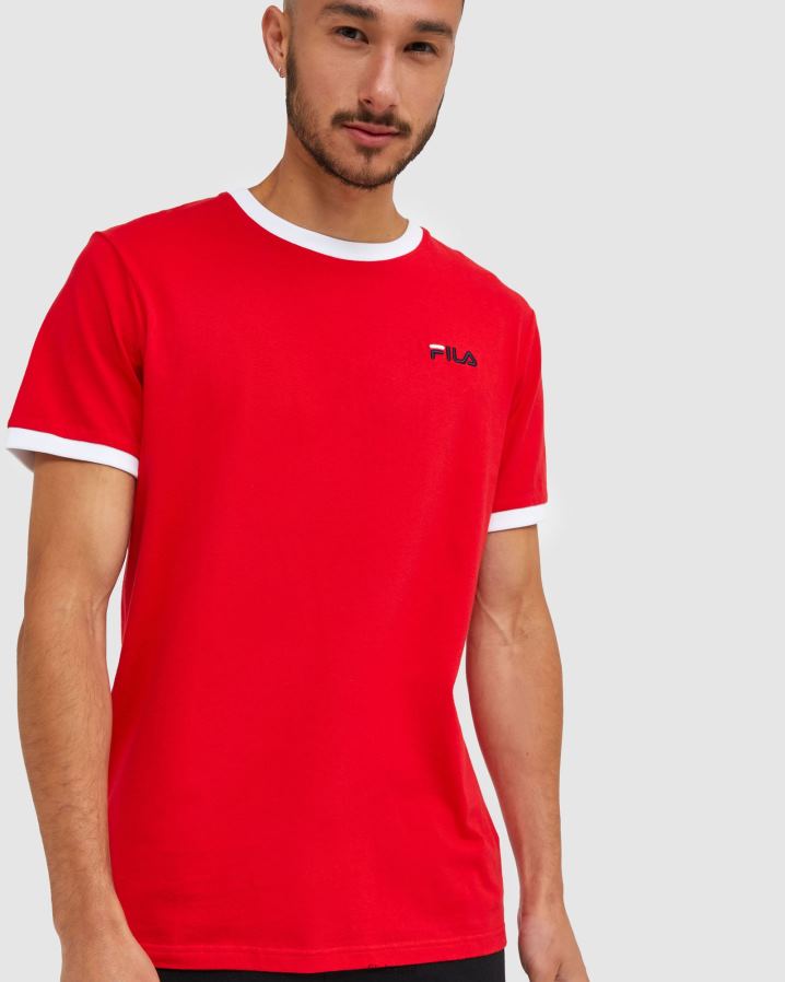 vermelho FILA camiseta fila vermelha clássica masculina HXJFD2482