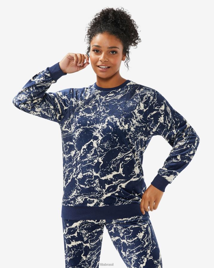 mármore marinho FILA fila unissex aspen tripulação azul marinho HXJFD2503