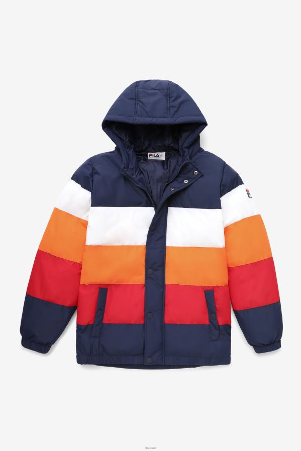 casaco/branco/laranja sol/vermelho FILA jaqueta giovanni puffa fila peacoat/branco/laranja sol/vermelho HXJFD782