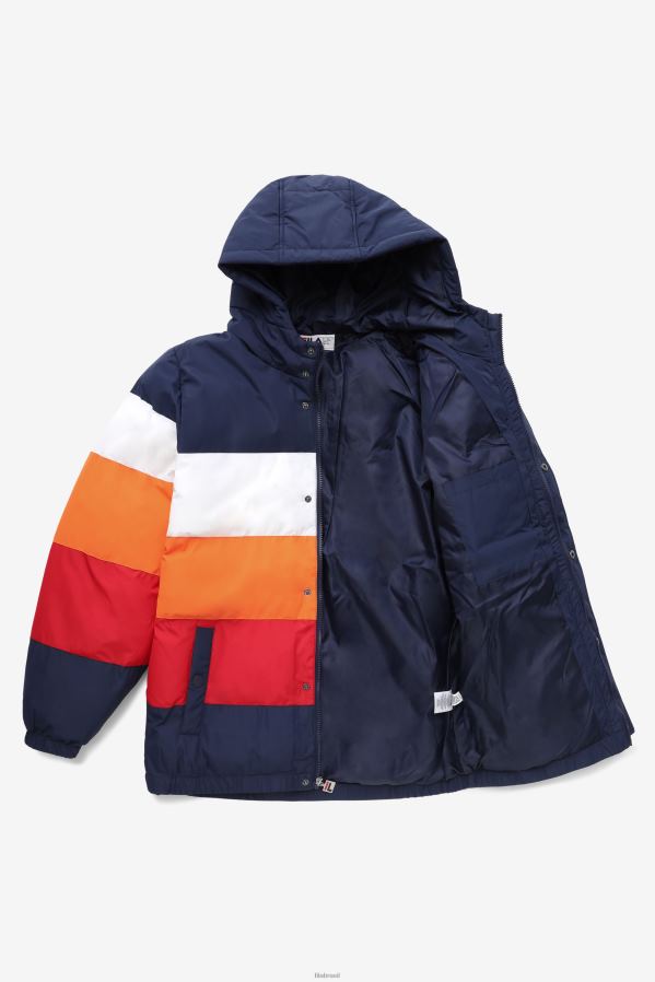 casaco/branco/laranja sol/vermelho FILA jaqueta giovanni puffa fila peacoat/branco/laranja sol/vermelho HXJFD782