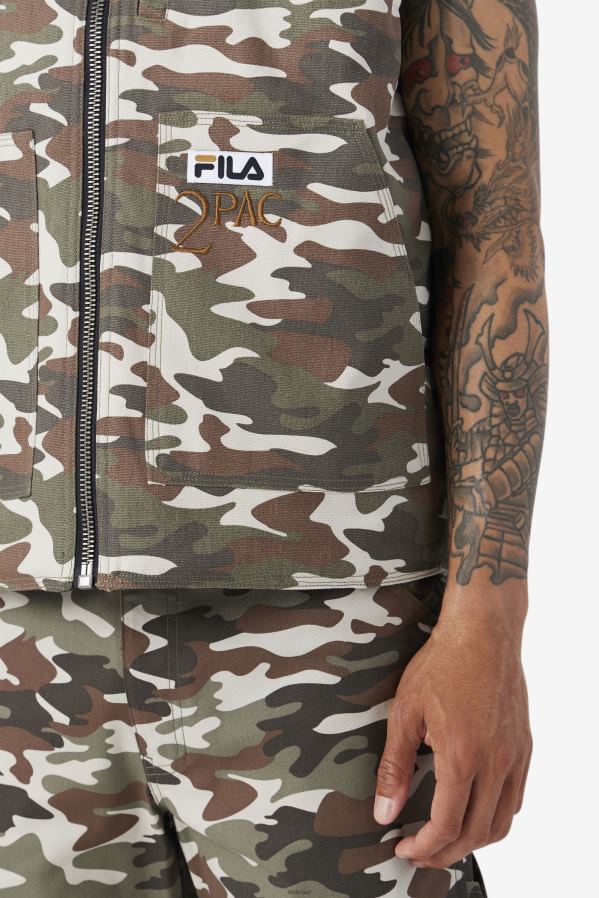 estampa camuflada/preta FILA colete fila camo estampado/preto 2pac HXJFD778