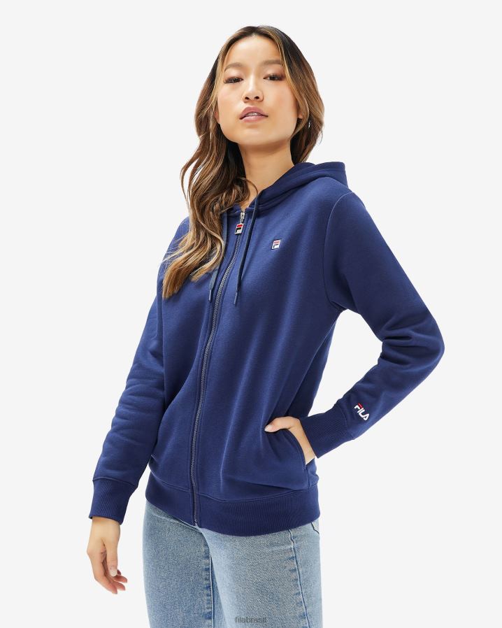 nova marinha FILA fila unissex badge 2.0 zip capuz novo azul marinho HXJFD2653