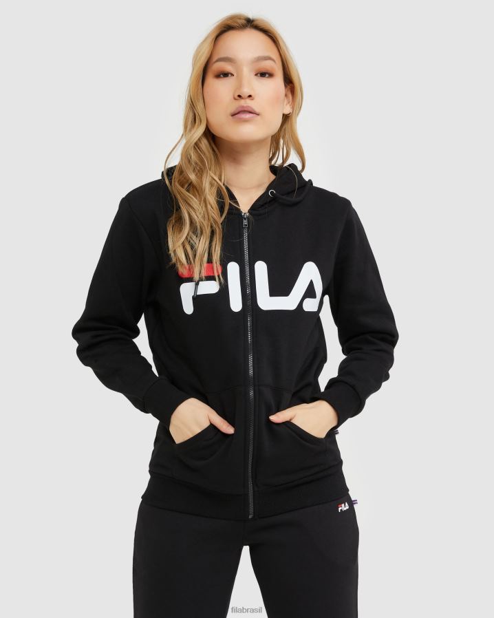 preto FILA jaqueta fila unissex zip preta HXJFD2461