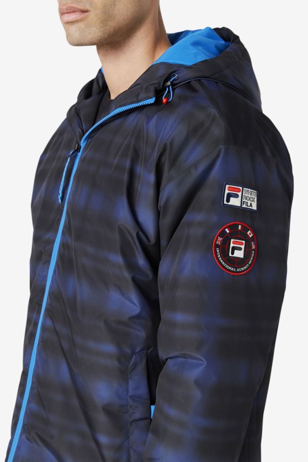 verificação de sombra azul FILA jaqueta fila beta puffer blue shadow check HXJFD891