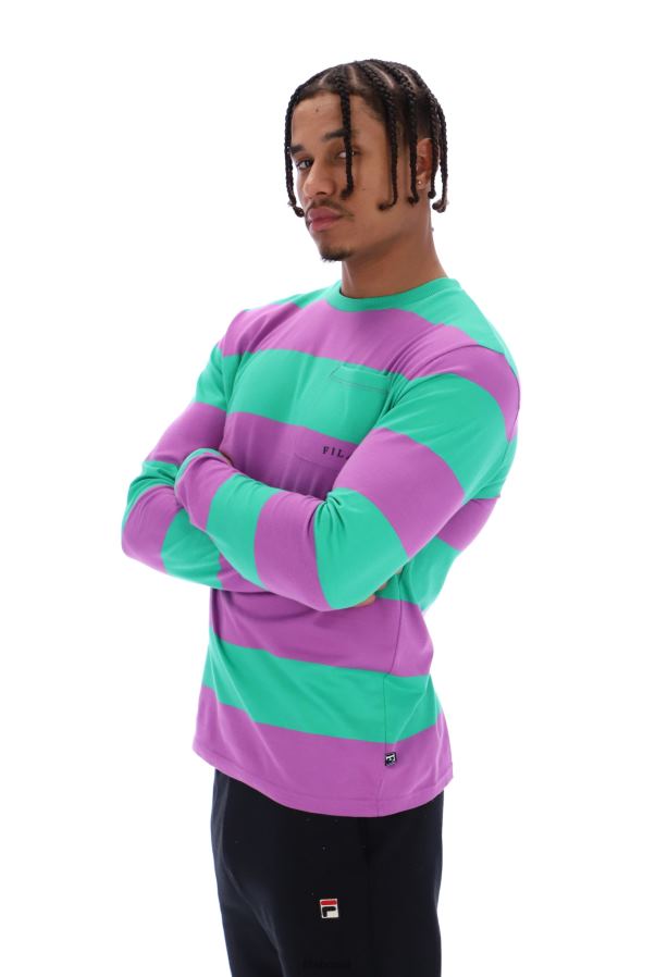 FILA camiseta fila morley unissex com listras oversized e bolso de manga comprida HXJFD3319
