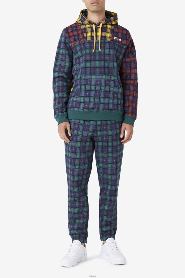 bug de junho/ruibarbo/marinha FILA junho bug/ruibarbo/navy dormitório xadrez moletom com capuz fila HXJFD480