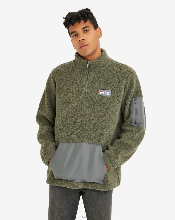 cáqui FILA cole teddy qtr zip masculino fila HXJFD2627