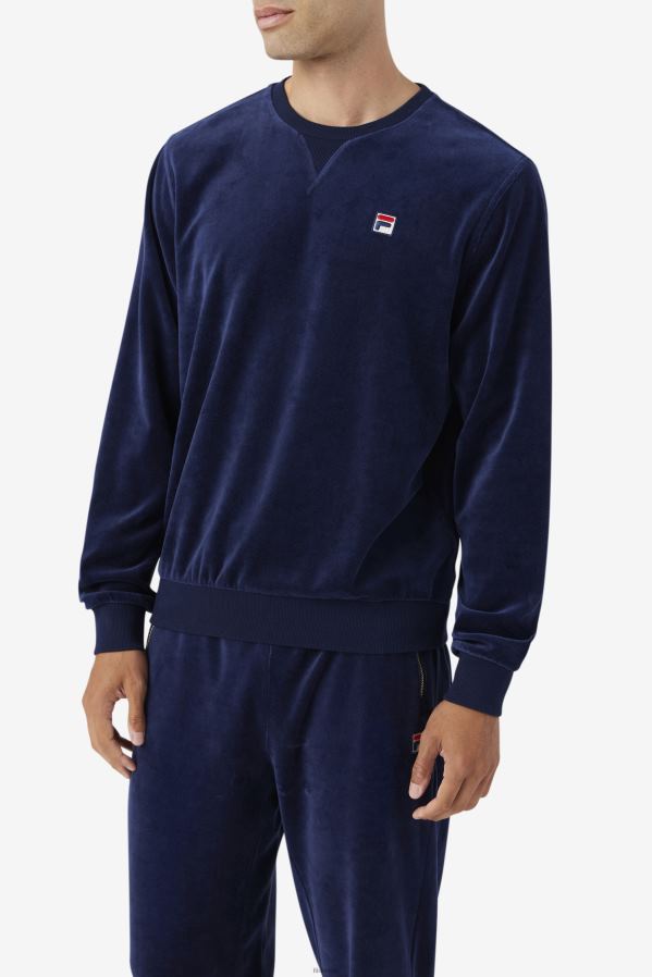 marinha FILA fila Navy Earl Velour Crew HXJFD478