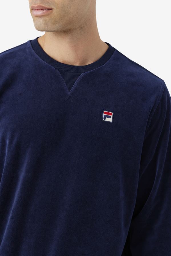 marinha FILA fila Navy Earl Velour Crew HXJFD478