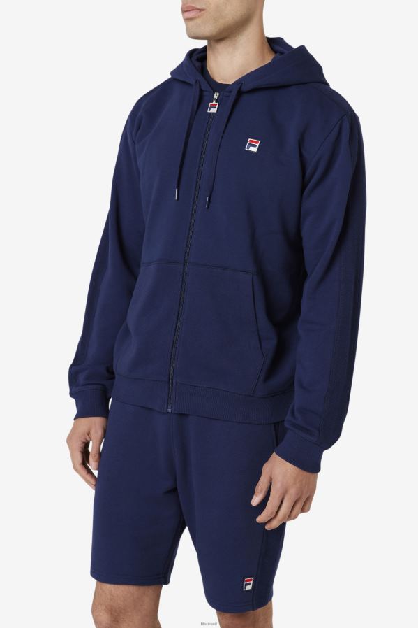 marinha FILA fila moletom com capuz full zip azul marinho HXJFD456