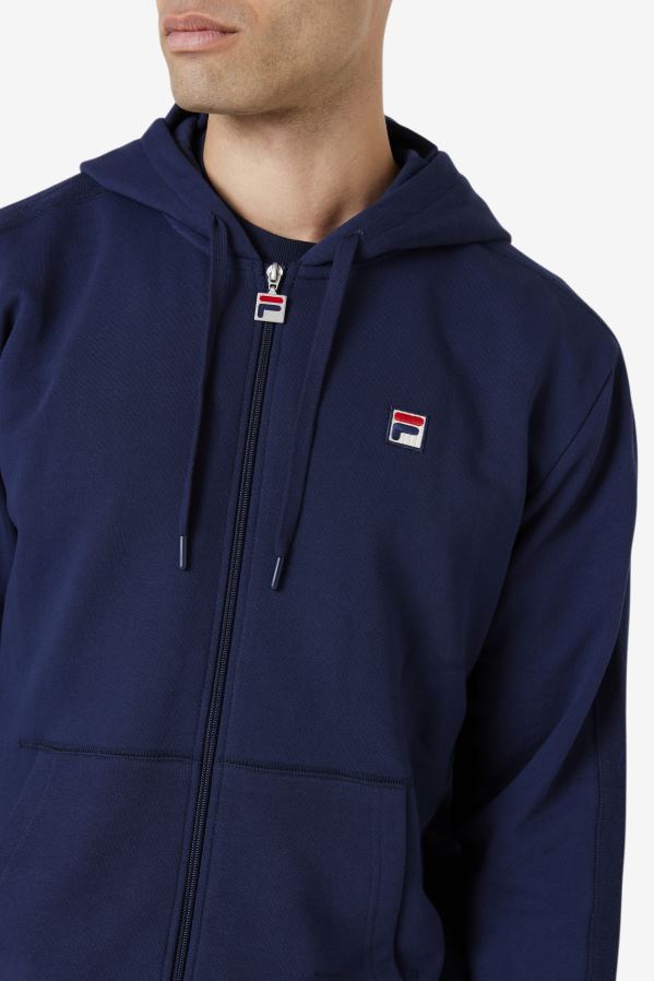 marinha FILA fila moletom com capuz full zip azul marinho HXJFD456