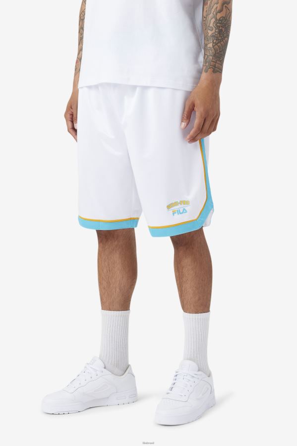 branco/azul/amarelo radiante FILA short de basquete semi-profissional fila branco/azul/amarelo radiante HXJFD706