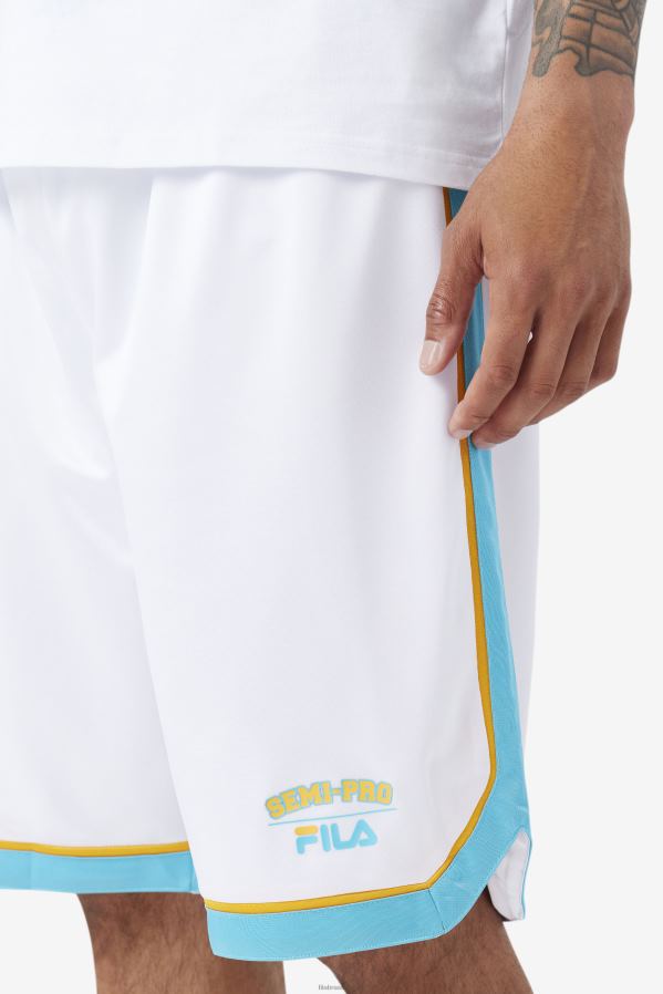 branco/azul/amarelo radiante FILA short de basquete semi-profissional fila branco/azul/amarelo radiante HXJFD706
