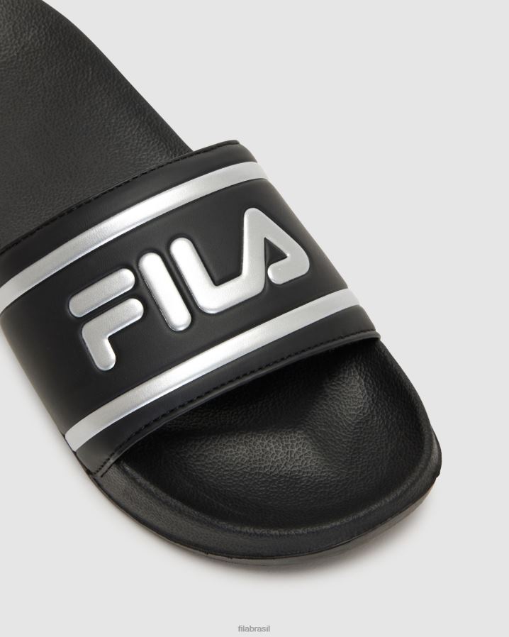 prata negra FILA fila amalfi slide preto/prata feminino HXJFD3041