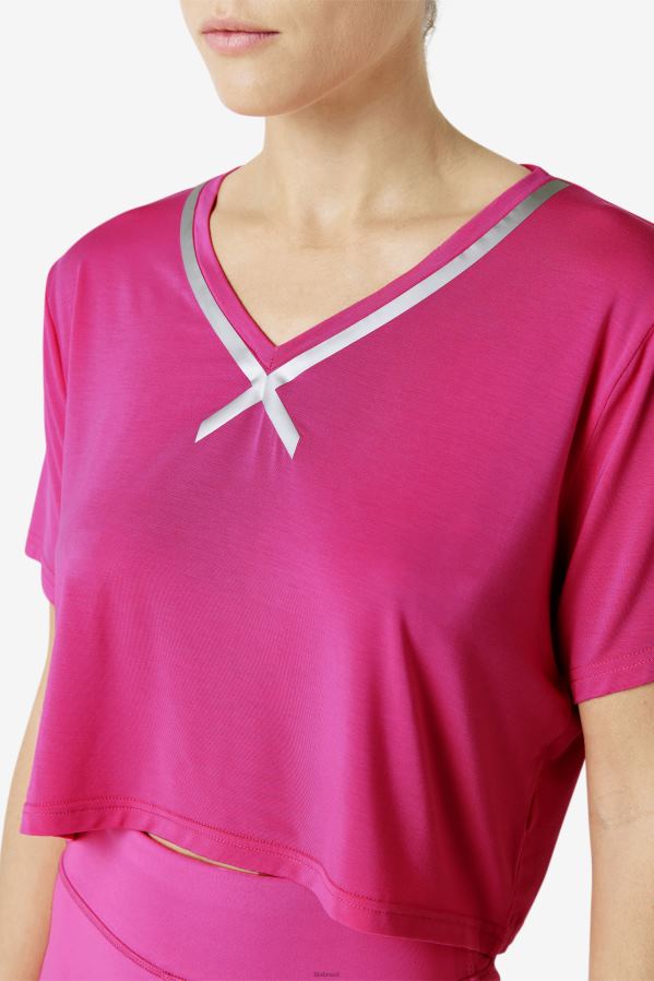 Rosa brilhante FILA fila top cropped high-low rosa brilhante fi-lux HXJFD1860